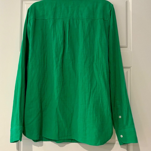JCREW Factory Women's Green Gauze button-up shirt Size L - Picture 4 of 9